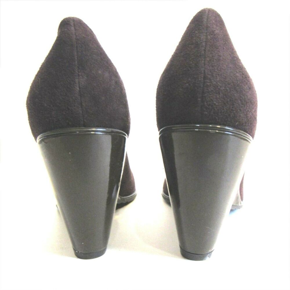 Cole Hann Slip On 3" Pump Sz 6 Brown Suede Leather Comfort Sole Round Toe - Picture 5 of 7
